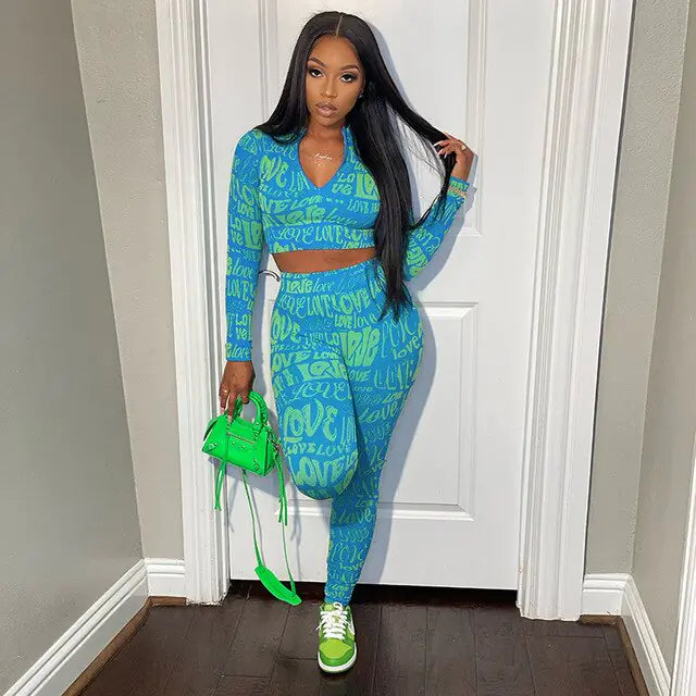 Letter Print Tracksuit Two Piece Set – MY Store