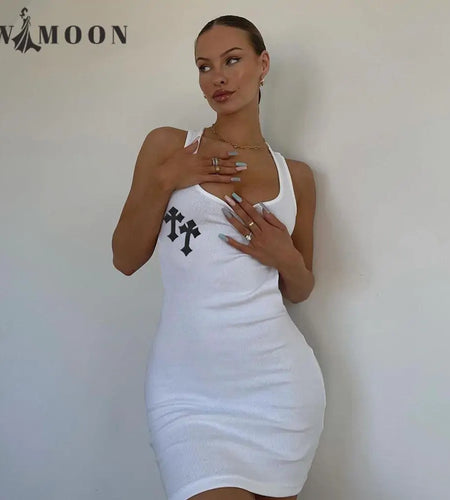 Cross Spliced Square Collar Dress